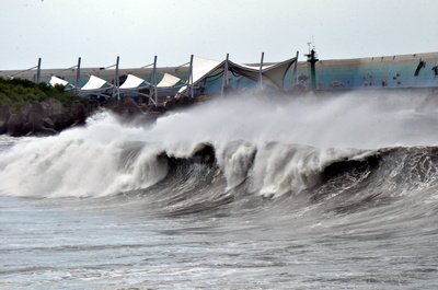 Taifun Kalmaegi datangkan ombak besar dan mengakibatkan 2.000 turis tidak mampu meninggalkan Pulau Hijau