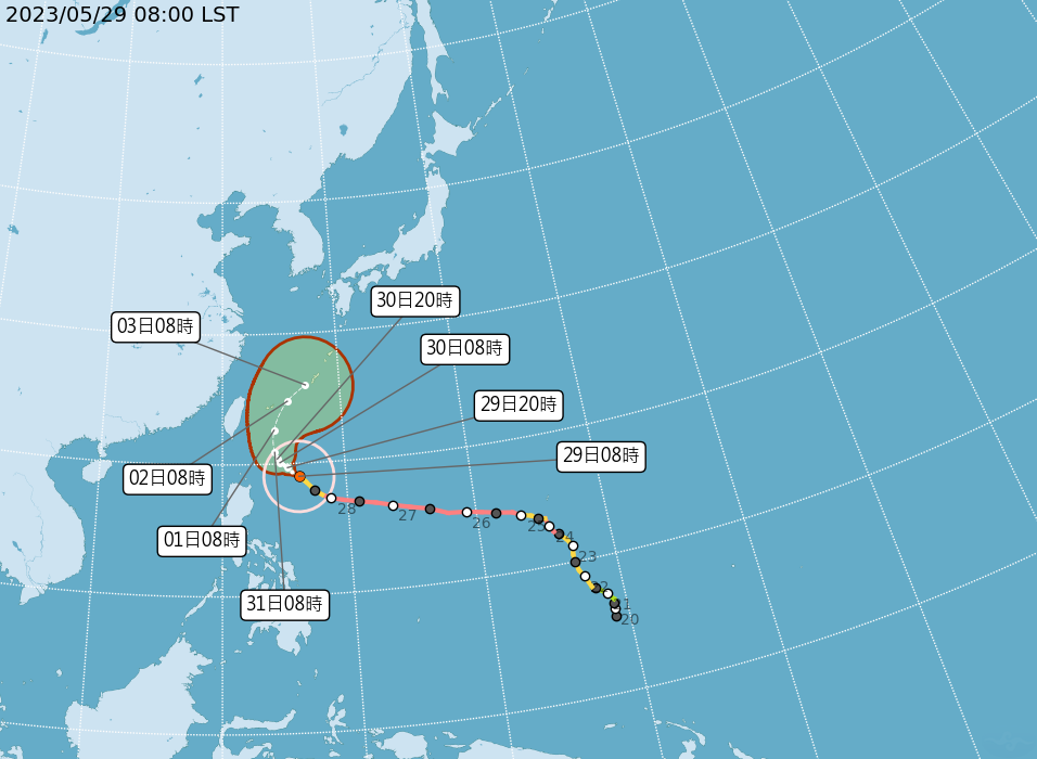 Taifun Mawar Bergerak Sangat Lambat, CWB Akan Umumkan Peringatan Laut Senin Malam Atau Selasa Dini Hari