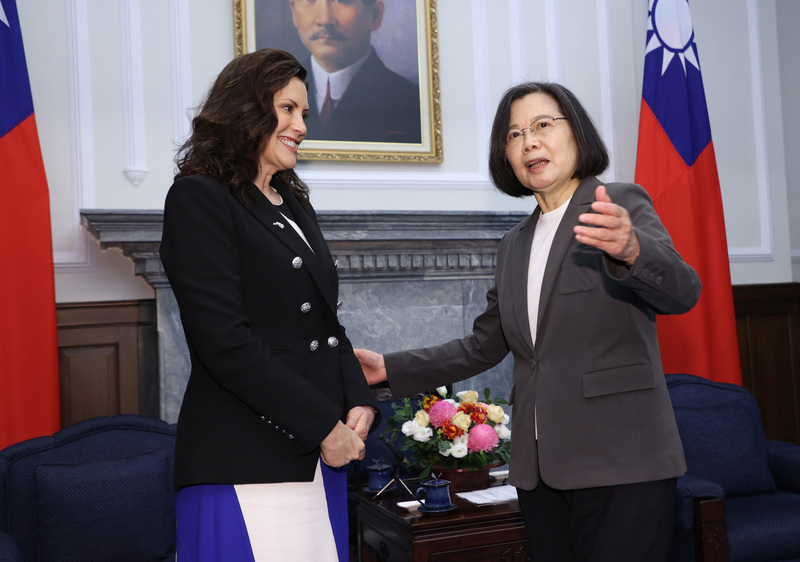 Presiden Tsai Menerima Kunjungan Gubernur Michigan Gretchen Whitmer, Berharap untuk Bekerja Sama Membangun Rantai Pasokan yang Aman