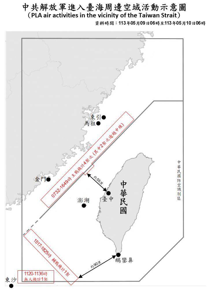 Total 13 Aktivitas Pesawat Tempur & Kapal Perang Tiongkok Terdeteksi di Sekitar Selat Taiwan, Terdekat 55 Mil Laut dari Taichung