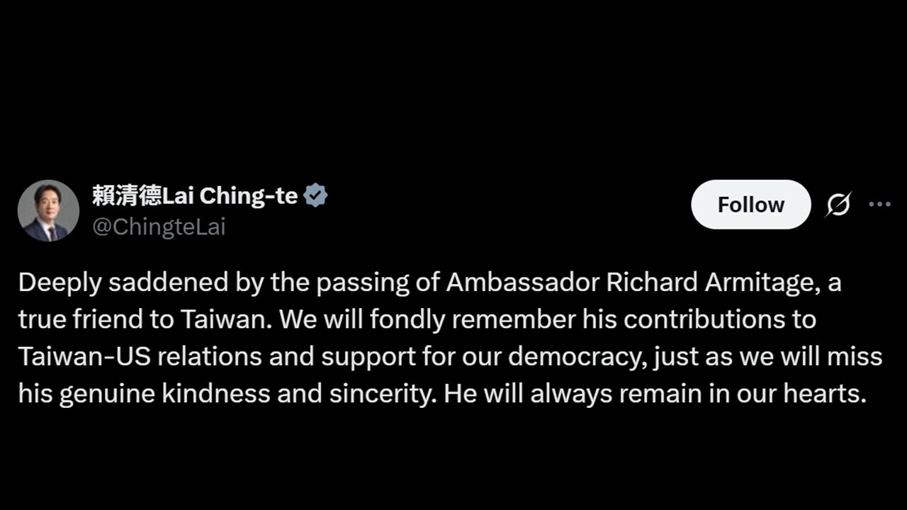 Presiden Lai: Kami Mengenang dan Merindukan Alm. Mantan Menlu AS Richard Lee Armita Presiden Lai: Kami Mengenang dan Merindukan Alm. Mantan Menlu AS Richard Lee Armita
